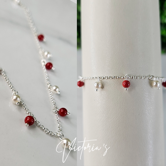 PULSERA CUENCAS ROJAS Y BLANCAS
