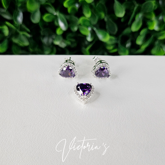 CONJUNTO CORAZON MORADO UNA HILERA