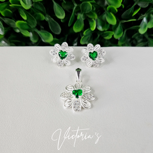 CONJUNTO CORAZON FLOR TEXTURIZADO